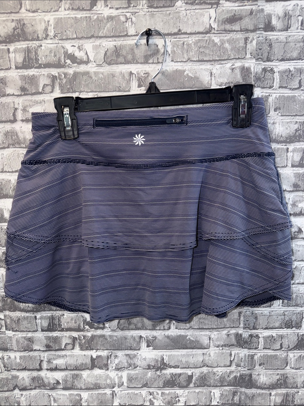 Athleta Navy and White Striped Athletic Skorts